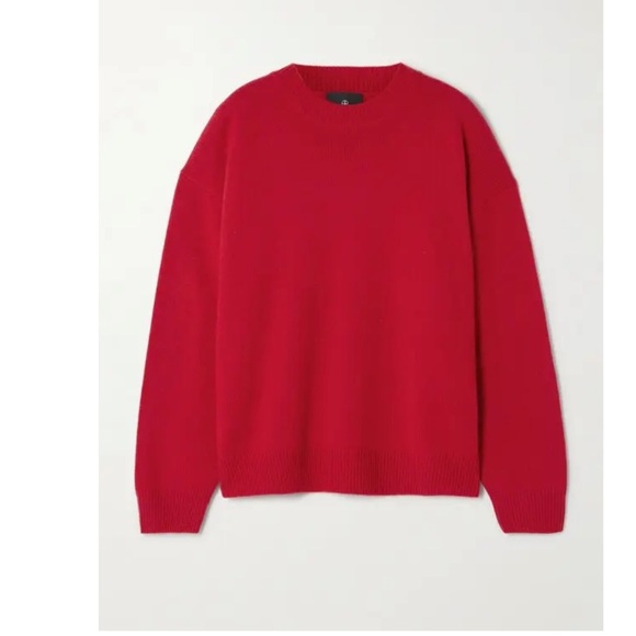 NWT ANINE BING Lee Cashmere Crewneck Sweater Scarlet Red - Picture 4 of 8